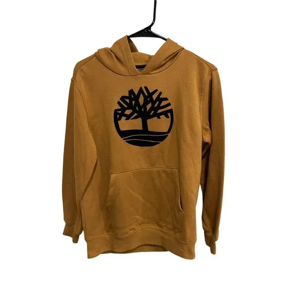 Timberland Kids Pullover Hoodie Tree Core Logo Kangaroo Pocket Size L Streetwear - Picture 1 of 11